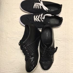 2️⃣ Pairs BLK Casual Shoes Wedge & Flat Sneaker